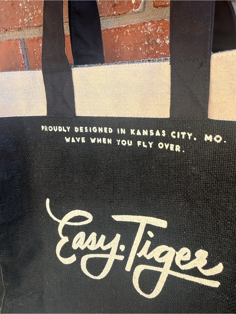 Easy- Tiger Black & Natural Canvas Tote Bag. SO FUN!